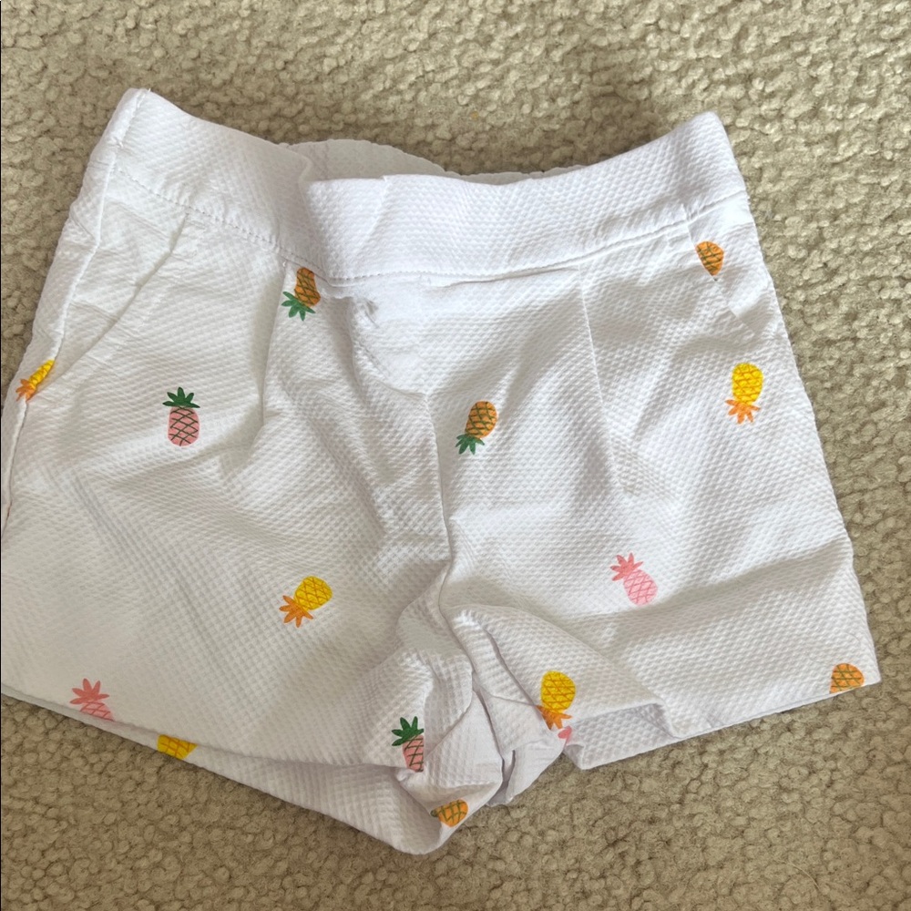 Janie and Jack White Pineapple Print High Waist Shorts